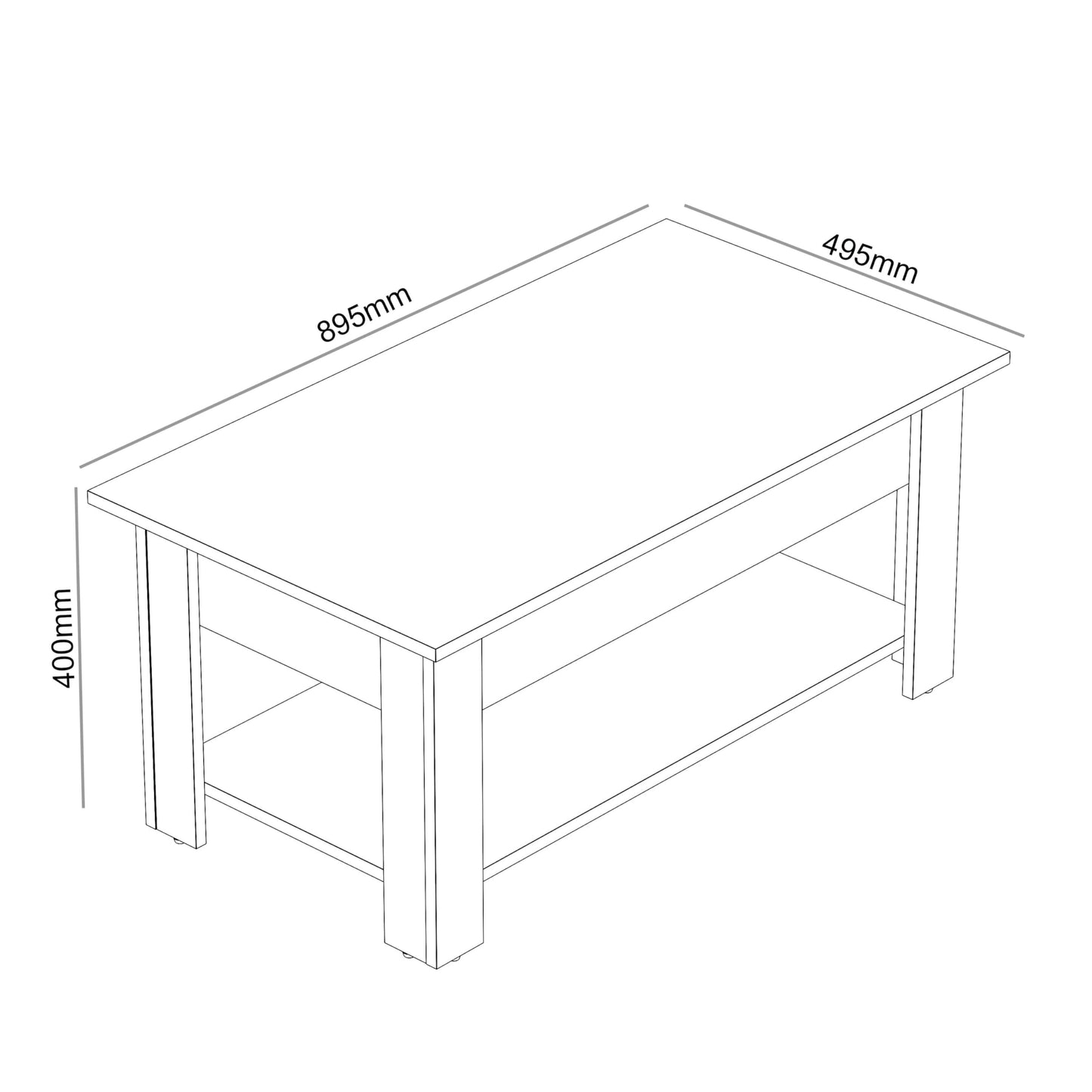 Galano Brixburn Lift Up Coffee Table - Modern Distressed Oak Finish - Storage Cabinet for Entryway - Foyer - Living Room - Space Saving (White/Oak)