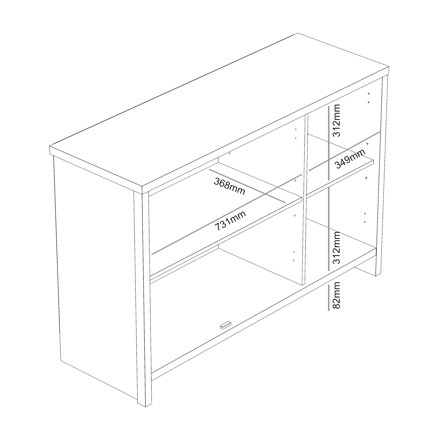 Galano Iris 3 Door Sideboard - Storage Drawer Cabinet for Living Room, Bedroom, or Kitchen - Grey