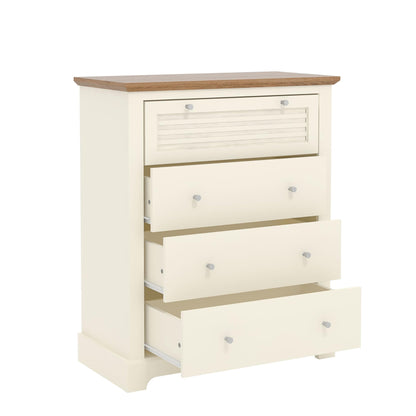 Galano Milan 4 Drawer Chest - Chest of Drawer with Storage for Bedroom - Organizers and Storage Cabinet for Hallway - Entryway or Living Room (Ivory/Oak,)