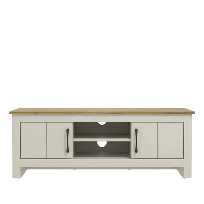 Galano Limestone TV Unit - TV Stand Cabinet for up to 50-inch TV for Living Room or Bedroom, 40 x 119 x 43.8 cm 2-Door TV Table Storage Unit - Light Grey