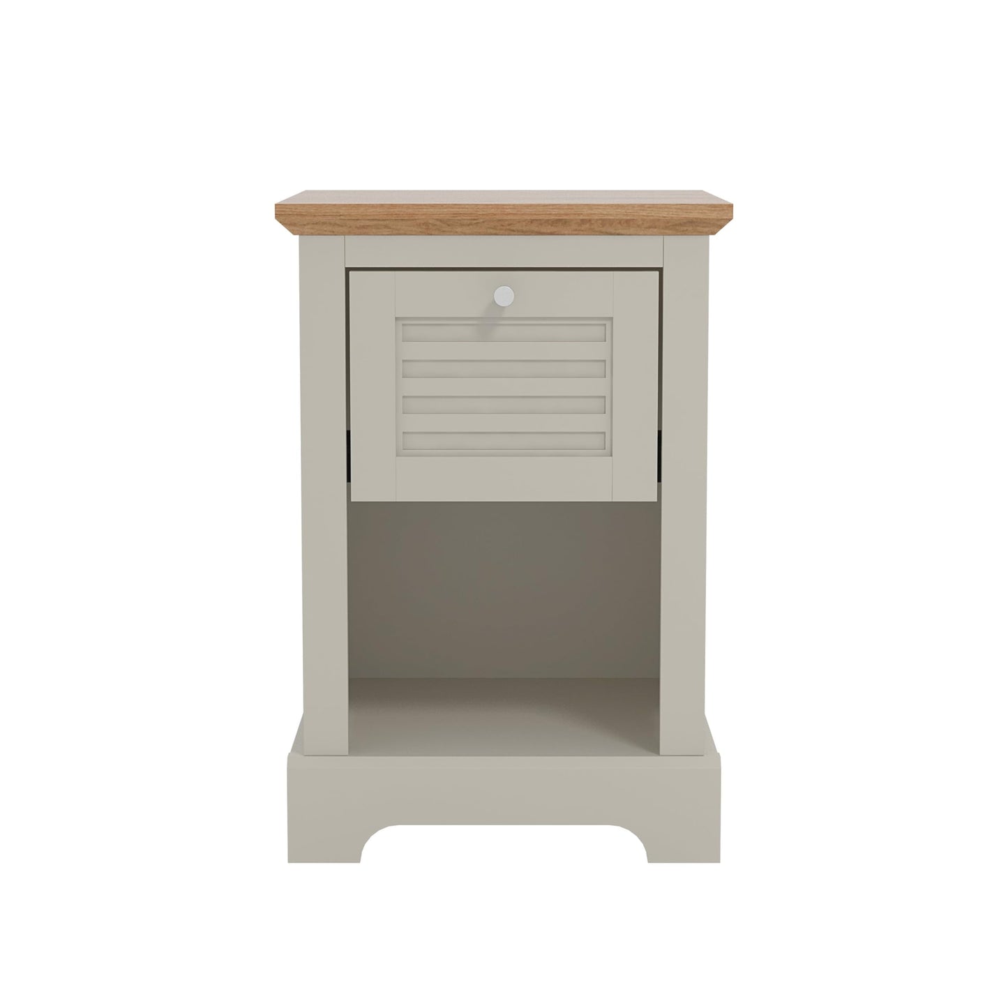 Galano Milan 1 Drawer Bedside Table - Stylish Side Table with Storage - Storage Cabinet for Hallway - Entryway or Bedroom (Pearl White Oak)