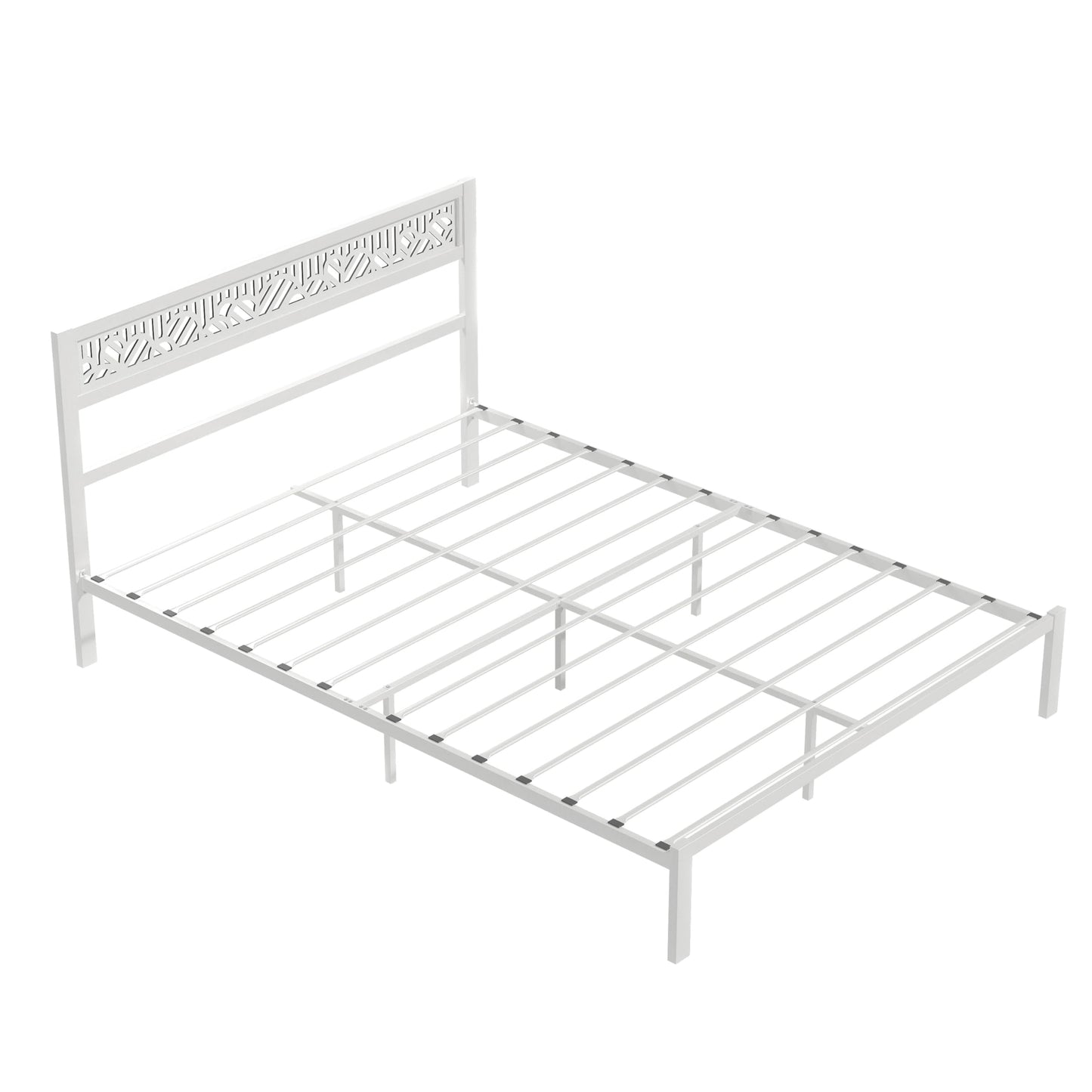 Galano Candence Arch Queen Metal Platform Bed Frame, Steel Slat Support, No Box Spring Needed, Easy Assembly, White