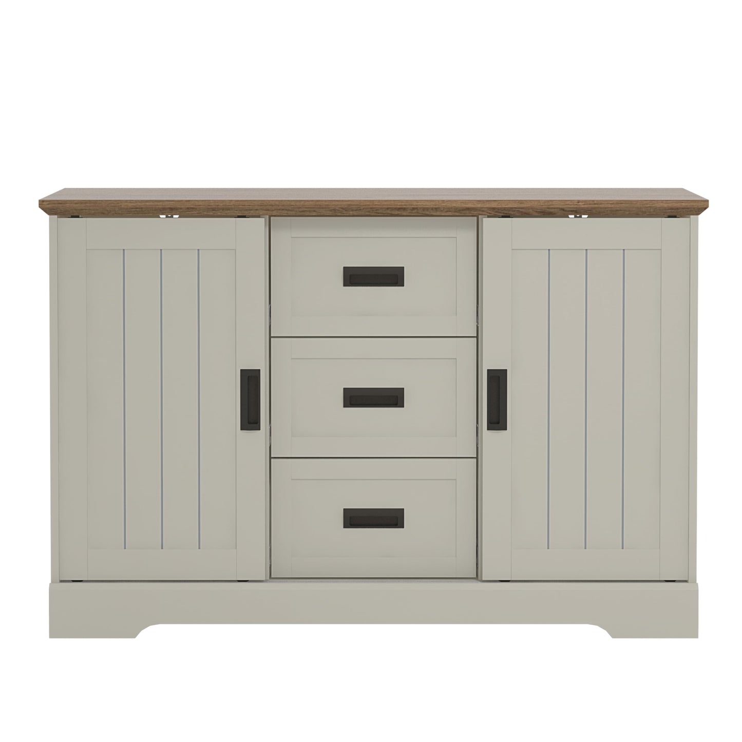 Galano Edison 2 Sliding Door 3 Drawer Sideboard - Cabinet Storage Organizer for Your Home - Space Saving Storage Sideboard - Adjustable Shelves (Light Grey/Oak)