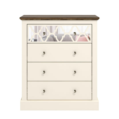 Galano Sufly 4 Drawer Chest - Chest of Drawers with Storage as Bedroom Furniture - Closet Organizers and Storage Cabinet for Hallway, Entryway - Ivory/Oak