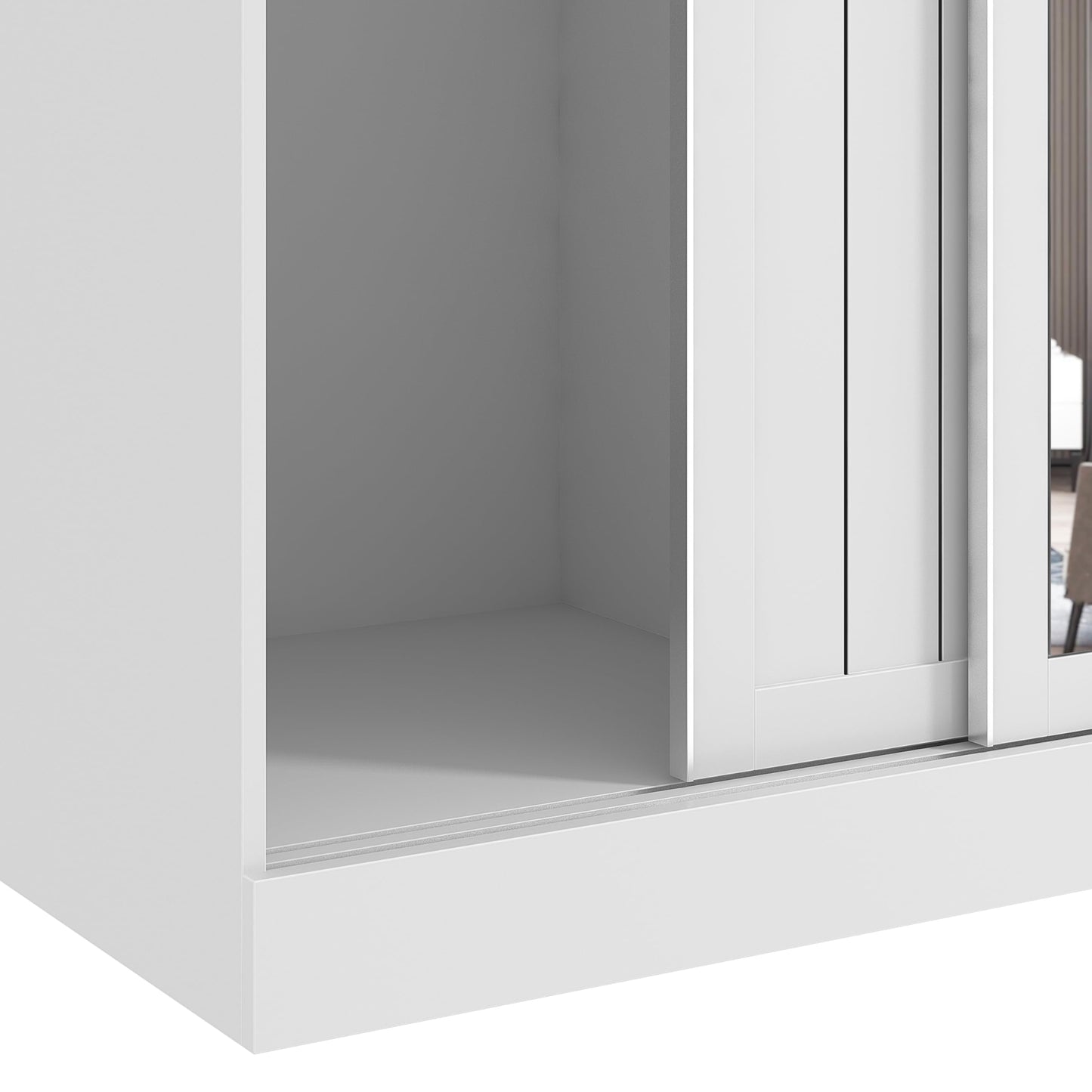 Galano Durban 2 Door Sliding Wardrobe with Mirror - Space Saving Stylish and Sturdy 2 Door Minimalist Wardrobe - Bedroom Furniture Unit with Hanging Rail Storage (White/Oak)