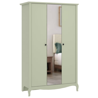 Galano Stella 2 Door Wardrobe - Stylish & Sturdy Wardrobe with Bar Gold Metal Handle - Bedroom Furniture Unit with Hanging Rail Storage (Light Green)