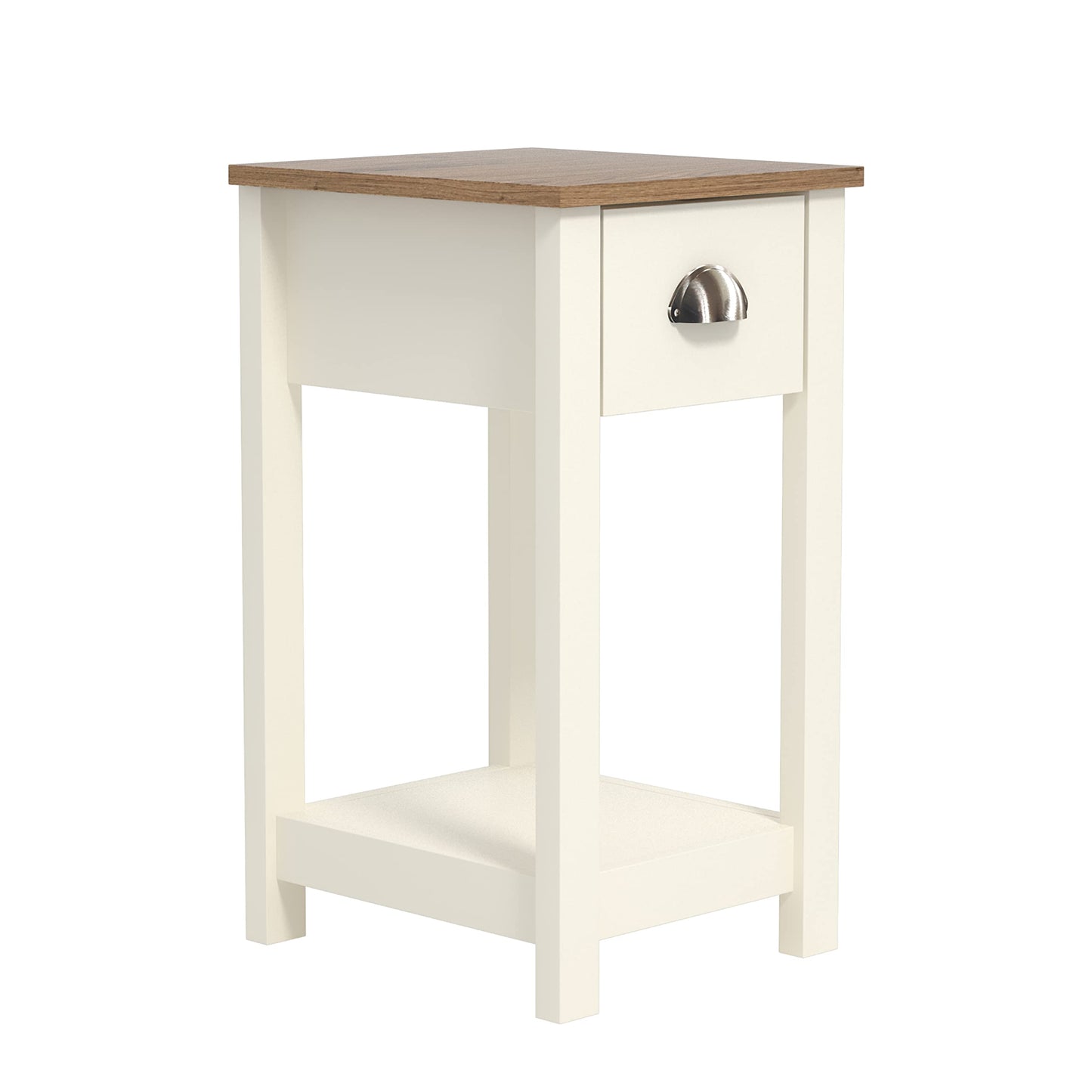 Galano Lilly Bedside Table - Stylish Bedside and Slim Bedside Table - Side Table with Storage - Organizers and Storage Cabinet for Hallway - Entryway or Bedroom (Cool Grey + Beaufort Oak)