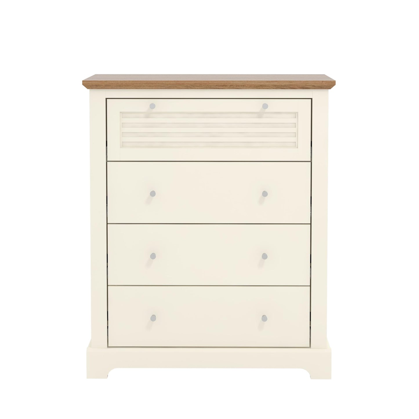 Galano Milan 4 Drawer Chest - Chest of Drawer with Storage for Bedroom - Organizers and Storage Cabinet for Hallway - Entryway or Living Room (Ivory/Oak,)