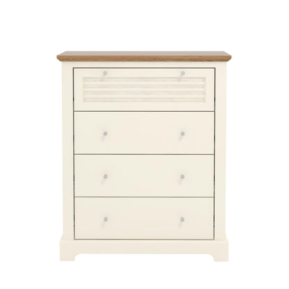 Galano Milan 4 Drawer Chest - Chest of Drawer with Storage for Bedroom - Organizers and Storage Cabinet for Hallway - Entryway or Living Room (Light Grey/Oak)