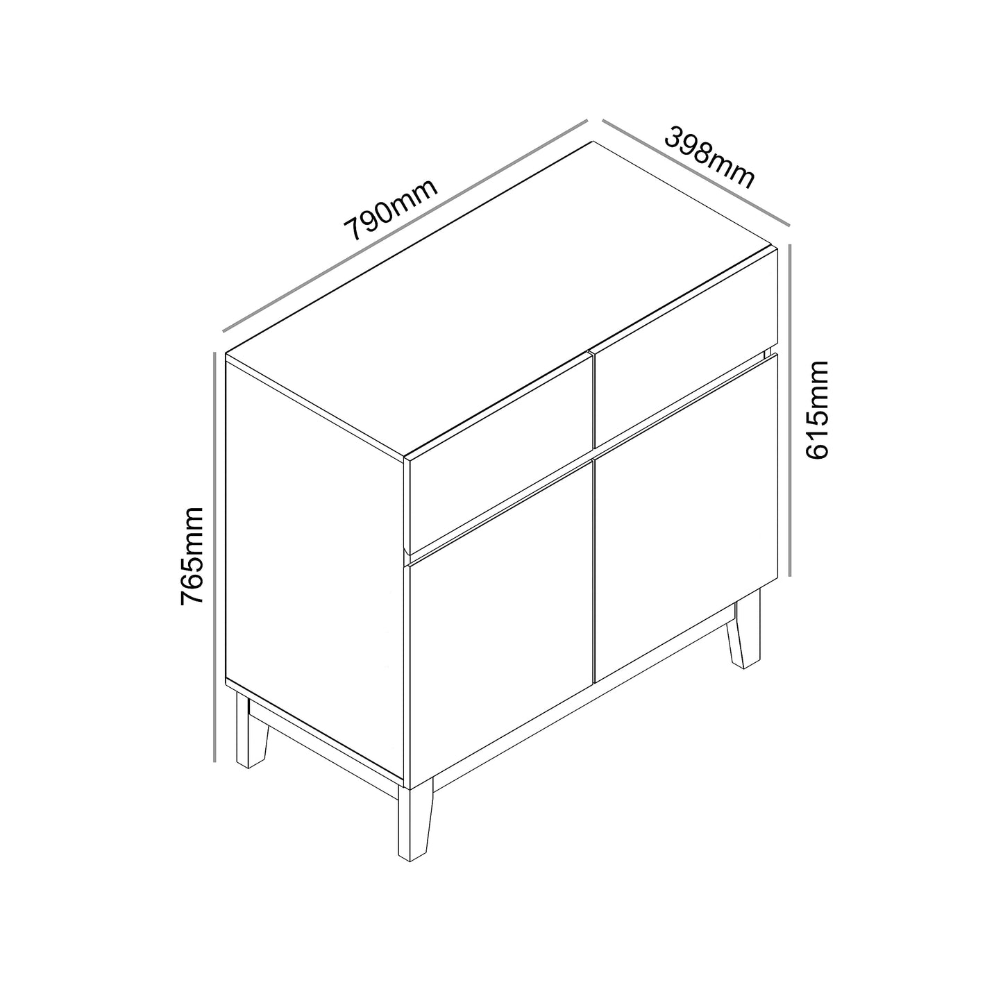 Galano Hanwell Sideboard mit 2 Türen und 2 Schubladen – Schrank-Aufbewahrungs-Organizer für Ihr Zuhause – Aufbewahrungs-Sideboard – verstellbare Regale (Walnuss)