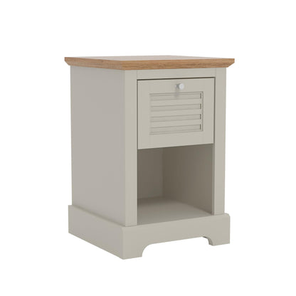 Galano Milan 1 Drawer Bedside Table - Stylish Side Table with Storage - Storage Cabinet for Hallway - Entryway or Bedroom (Pearl White Oak)