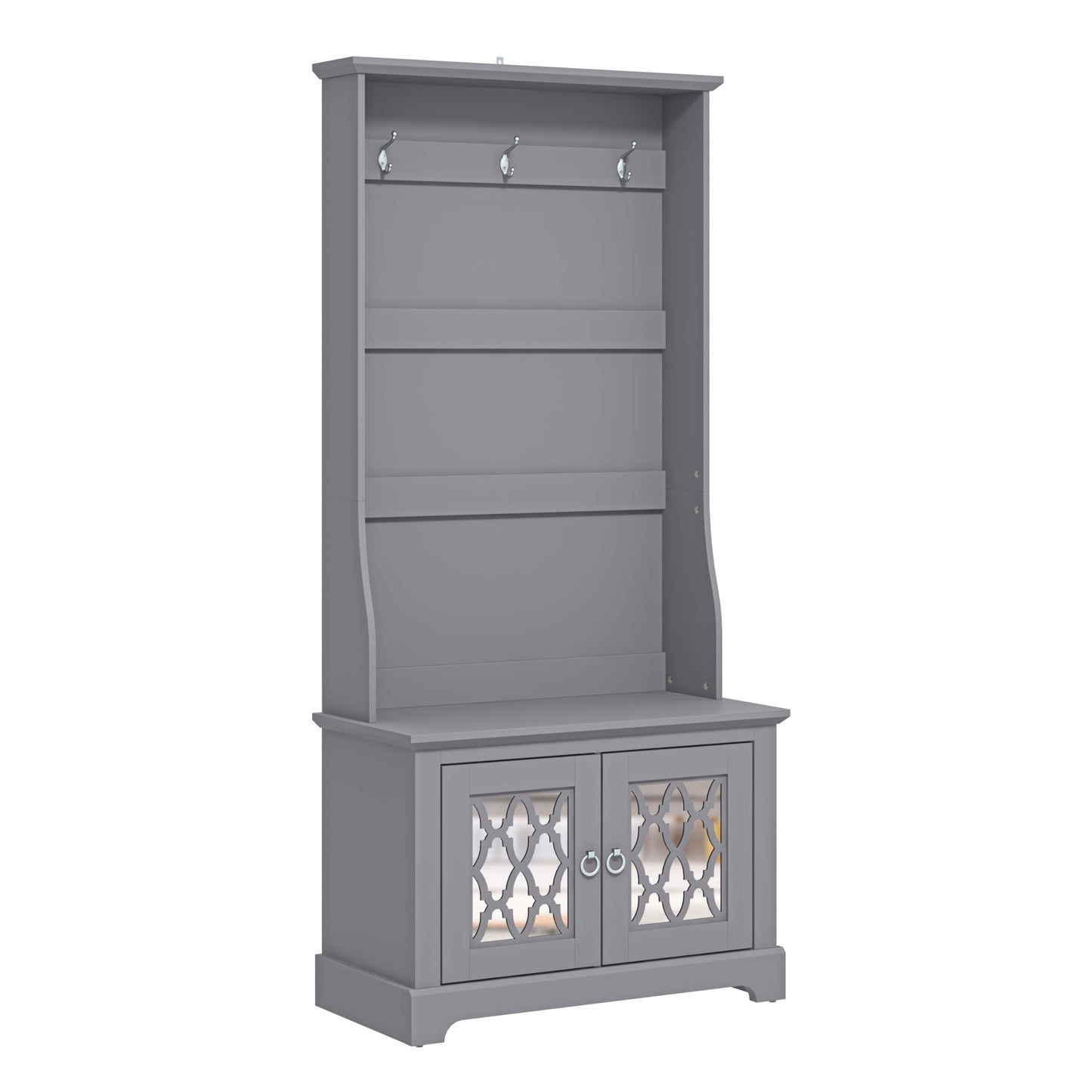 Galano Novara Hallway Unit - Entryway Bench with Coat Rack - Storage Cabinet with Bench & Coat Rack (Cool Grey)