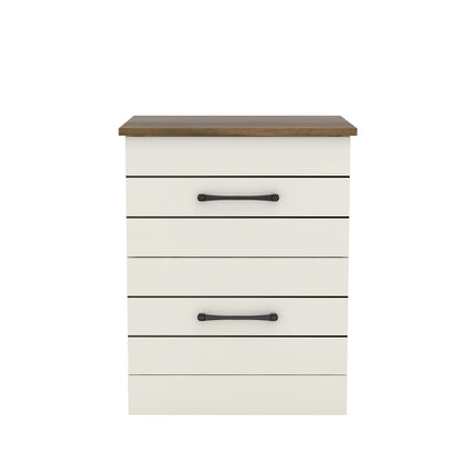 Galano Elis 2 Drawer Bedside, Bedside Table with Drawer, Nightstand Lamp, End Table, Side Table, Drawer Glides, Engineered Wood, Ultra Fast Assembly and Tool-Free (Ivory/Knotty Oak)