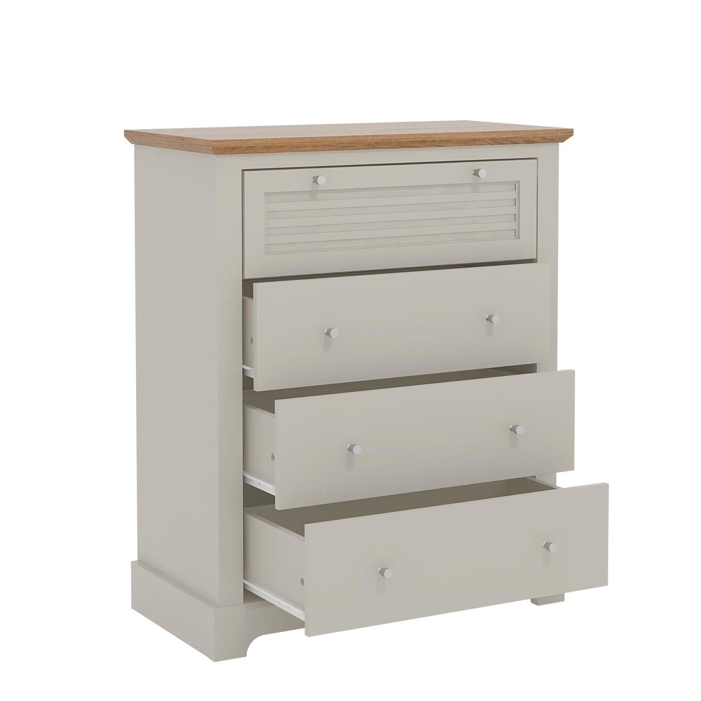 Galano Milan 4 Drawer Chest - Chest of Drawer with Storage for Bedroom - Organizers and Storage Cabinet for Hallway - Entryway or Living Room (Light Grey/Oak)