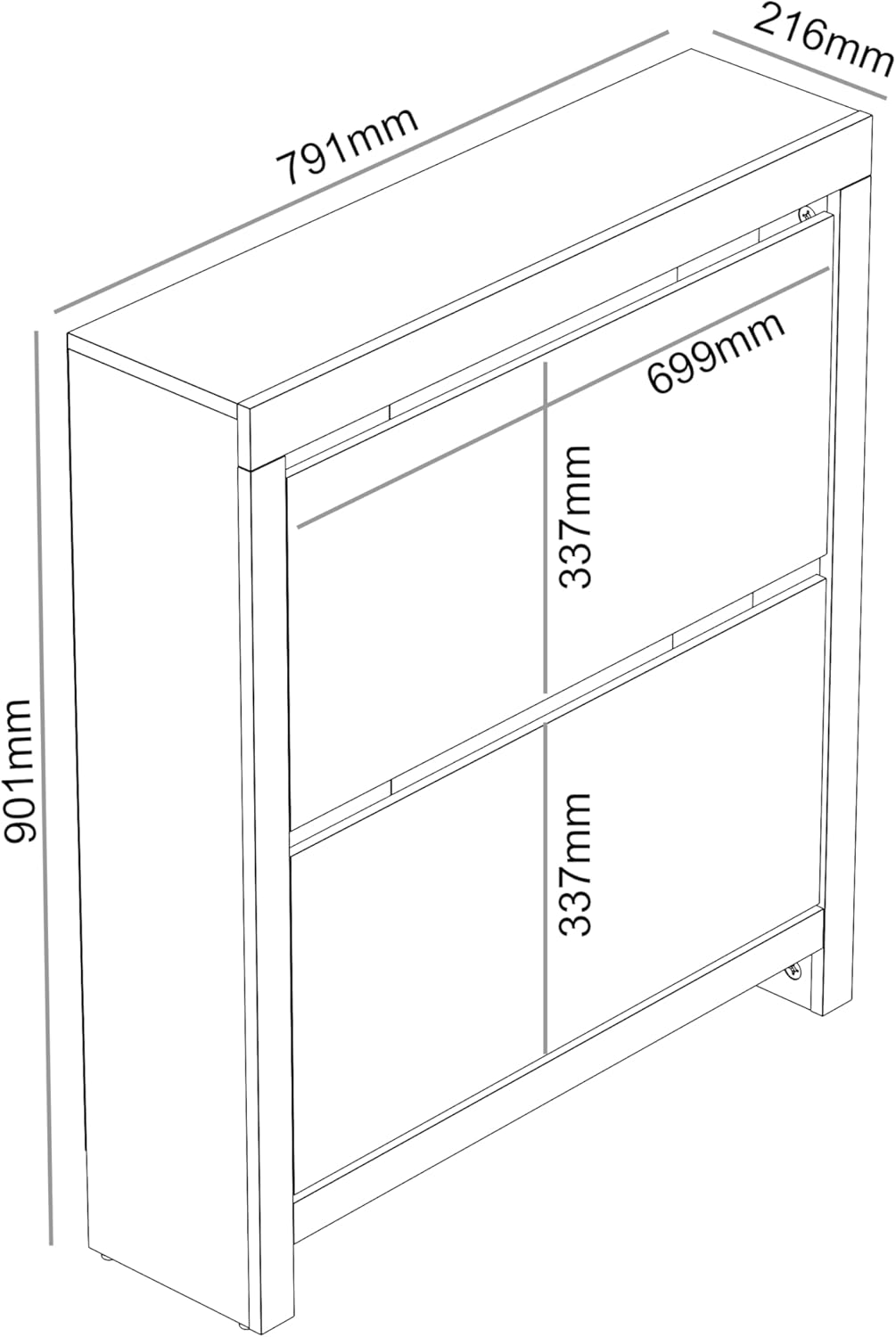 Galano Cubbot Shoe Cabinet – 2 Door Shoe Storage Cabinet – Shoe Racks Storage and Shoe Organiser for Hallway - Engineered Wood - 21.7 x 79.2 x 90.2cm - Dark Grey Oak