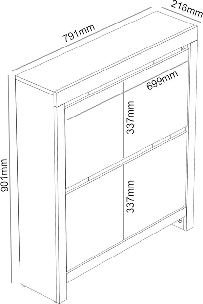 Galano Cubbot Shoe Cabinet – 2 Door Shoe Storage Cabinet – Shoe Racks Storage and Shoe Organiser for Hallway - Engineered Wood - 21.7 x 79.2 x 90.2cm - Dark Grey Oak