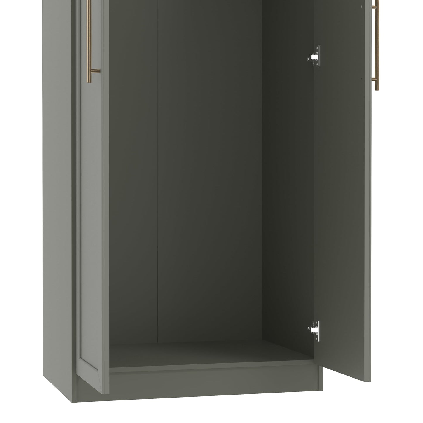 Galano Cleverton 2 Door Wardrobe with Mirror - Stylish & Sturdy Wardrobe with Bar Gold Metal Handle - Bedroom Furniture Unit with Hanging Rail Storage (Dark Green/Oak)