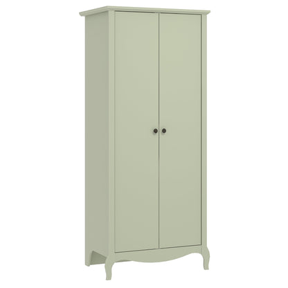 Galano Stella 2 Door Wardrobe - Stylish & Sturdy Wardrobe with Bar Gold Metal Handle - Bedroom Furniture Unit with Hanging Rail Storage (Light Green)