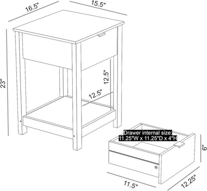 Galano Amigos Nightstand, Bedside Table with Rustic Design Drawers, Night Stand for Bedroom, 2 Drawer Storage End Table, 16.3" D x 18.9" W x 20.28" H, Oslo Oak