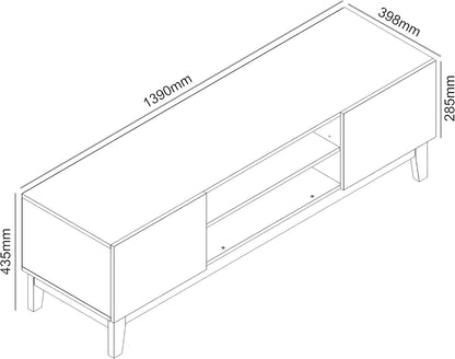 Galano Hanwell 2 Door TV Unit, Entertainment Centre for up to 65" TV, 139cm TV Unit with 2 Doors, TV Stand Cabinet for Living Room, Large Storage