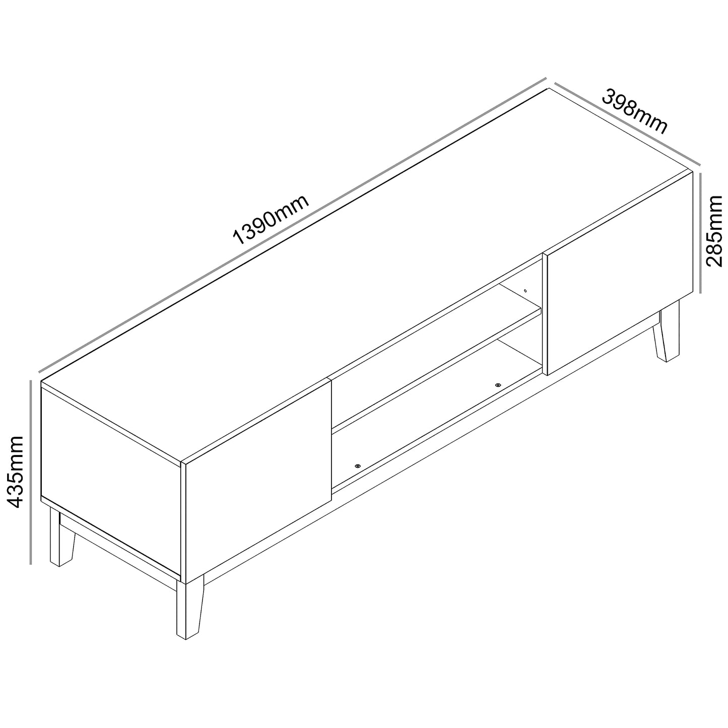 Galano Hanwell 2 Door TV Unit, Entertainment Centre for up to 65" TV, 139cm TV Unit with 2 Doors, TV Stand Cabinet for Living Room, Large Storage