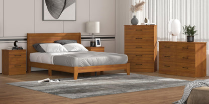 Galano Abby Retro Wood Platform Queen Bed Frame with Headboard, 60'' x 80'' Mattress Foundation with Wood Slat Support, No Box Spring Needed, 64.0" L x 83.6" W x 40.1" H, Amber Walnut