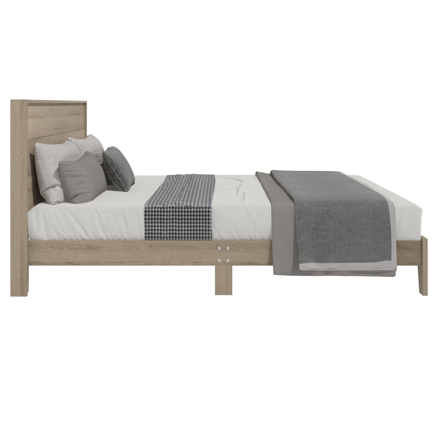 Galano Payne Queen Bed Frame with Headboard - Bed Frame Queen Size - Queen Size Bed Frame - Wood Bed Frame - No Box Spring Needed - Strong Weight Capacity - Oslo Oak