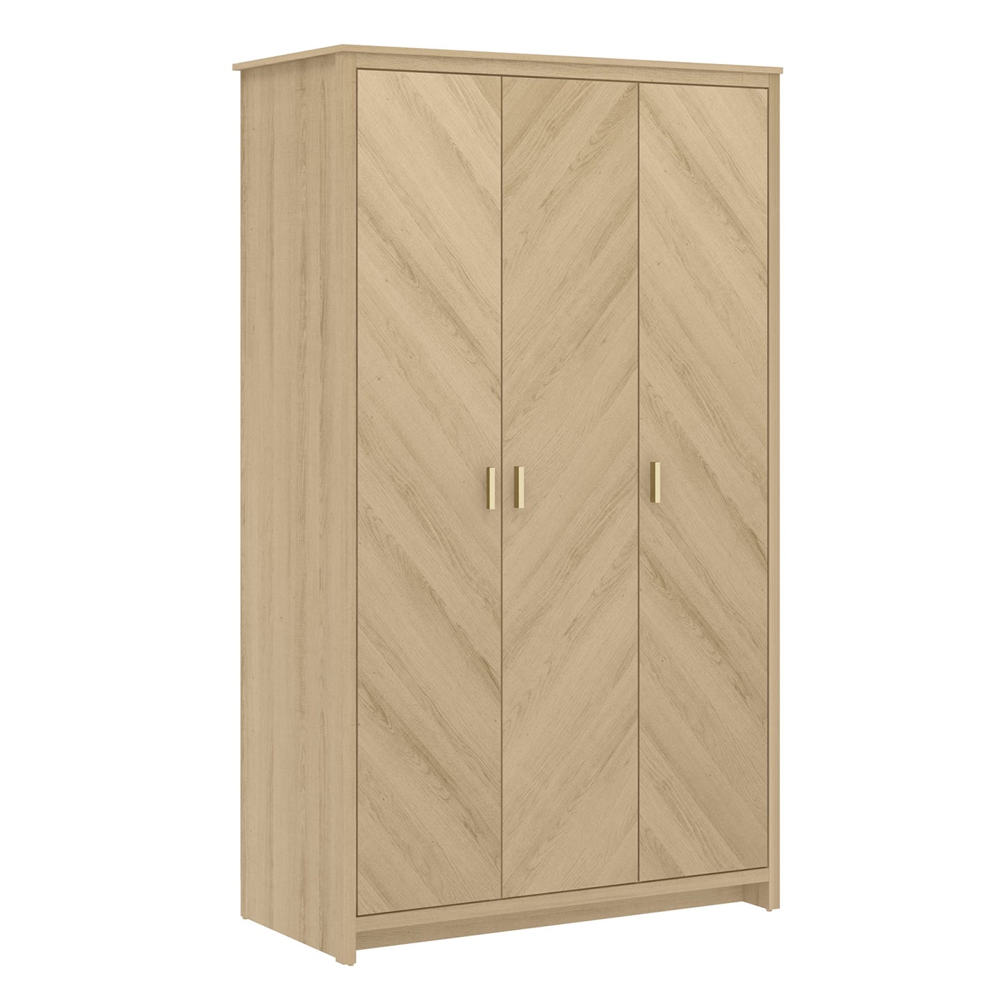 Galano Bonny 3 Door Wardrobe - Bedroom Furniture Unit with Hanging Rail Storage and Drawer, Wardrobe Storage Organizer (Oak)