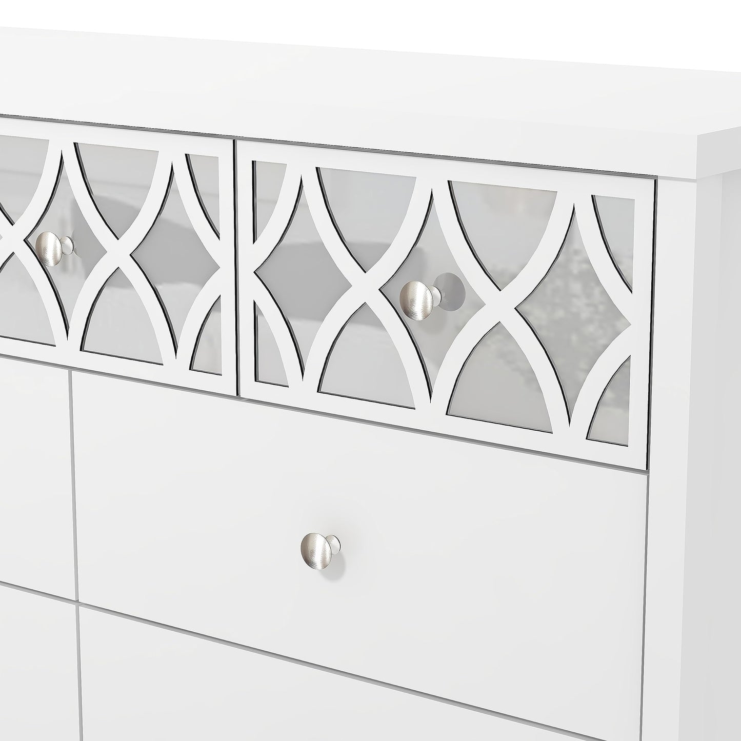 Galano Iris 4 Drawer Chest - Modern Cabinet with 1 Mirrored Drawers - Organizers and Storage for Bedroom – Console for Entryway - Hallway or Living Room - Grey,