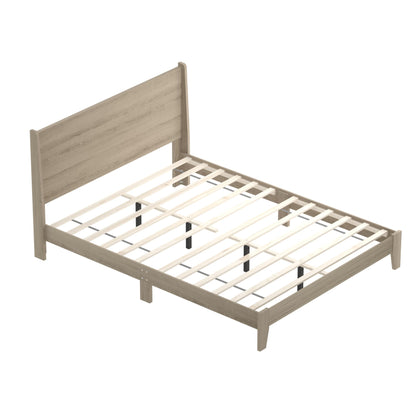 Galano Abby Retro Wood Platform Queen Bed Frame with Headboard, 60'' x 80'' Mattress Foundation with Wood Slat Support, No Box Spring Needed, 64.0" L x 83.6" W x 40.1" H, Oslo Oak