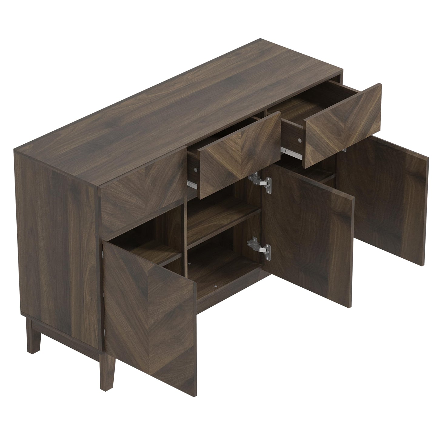 Galano Hanwell Sideboard mit 3 Türen und 3 Schubladen – Schrank-Aufbewahrungs-Organizer für Ihr Zuhause – Aufbewahrungs-Sideboard – verstellbare Regale (Walnuss)