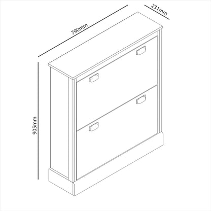 Galano Bristol Shoe Cabinet – 2 Door Storage Cabinet – Shoe Rack for Entryway - 22.2D x 79.2W x 90.6H centimetres - Foldable Doors - Dusty Grey Oak