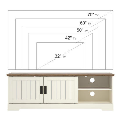 Galano Edison Wide TV Unit, Entertainment Centre for up to 65" TV, 150cm TV Unit with 2 Sliding Doors, TV Stand Cabinet for Living Room, Large Storage (Light Grey/Oak)