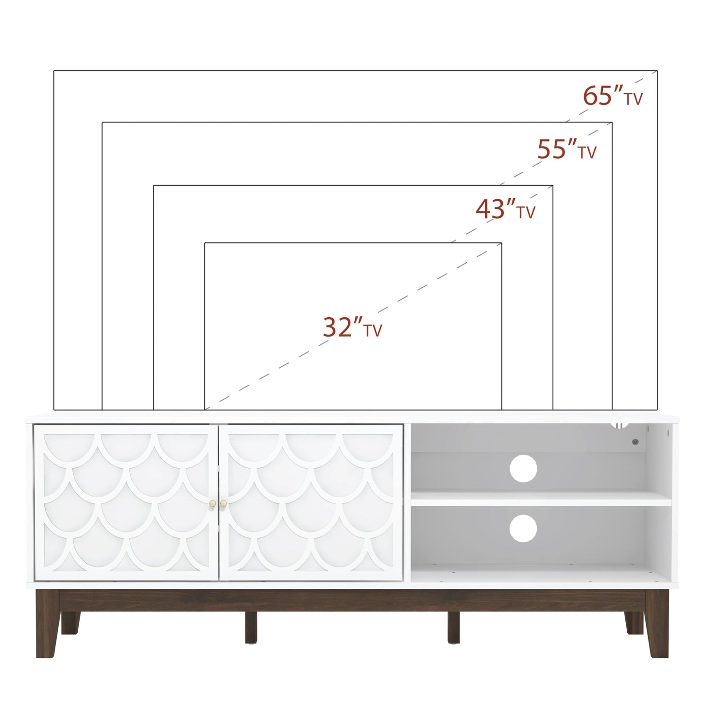 Galano Trafford 2 Door TV Unit, Entertainment Centre for up to 60 inch TV, TV Stand Cabinet for Living Room, Large Storage (White)