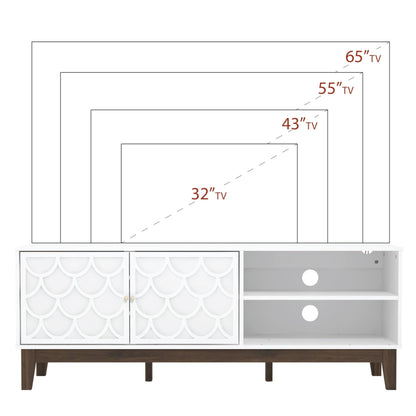 Galano Trafford 2 Door TV Unit, Entertainment Centre for up to 60 inch TV, TV Stand Cabinet for Living Room, Large Storage (White)