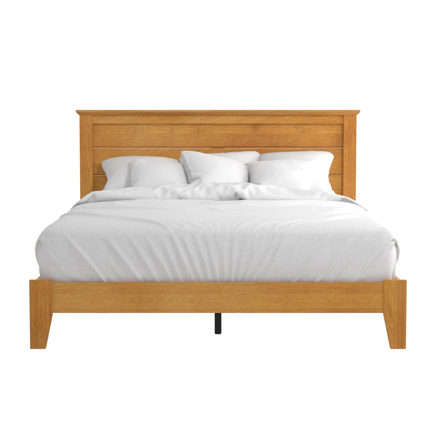 Galano Tiena Wood Platform Queen Bed Frame with Headboard, Fit 60'' x 80'' Mattress Foundation with Wood Slat Support, No Box Spring Needed, 65.8" L x 85.4" W x 40.1" H, Amber Walnut