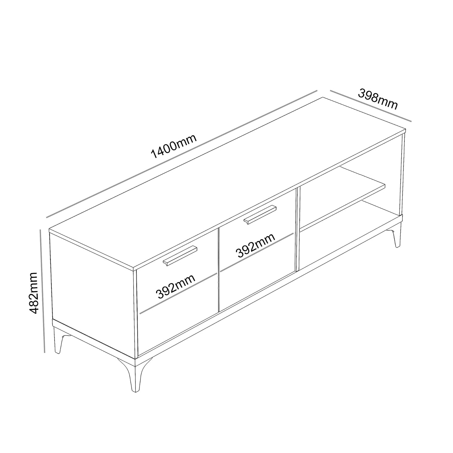 Galano Lawrence 2 Door TV Unit, Entertainment Centre for up to 65" TV, 140cm TV Unit with 2 Doors, TV Stand Cabinet for Living Room, Large Storage (Knotty Oak)