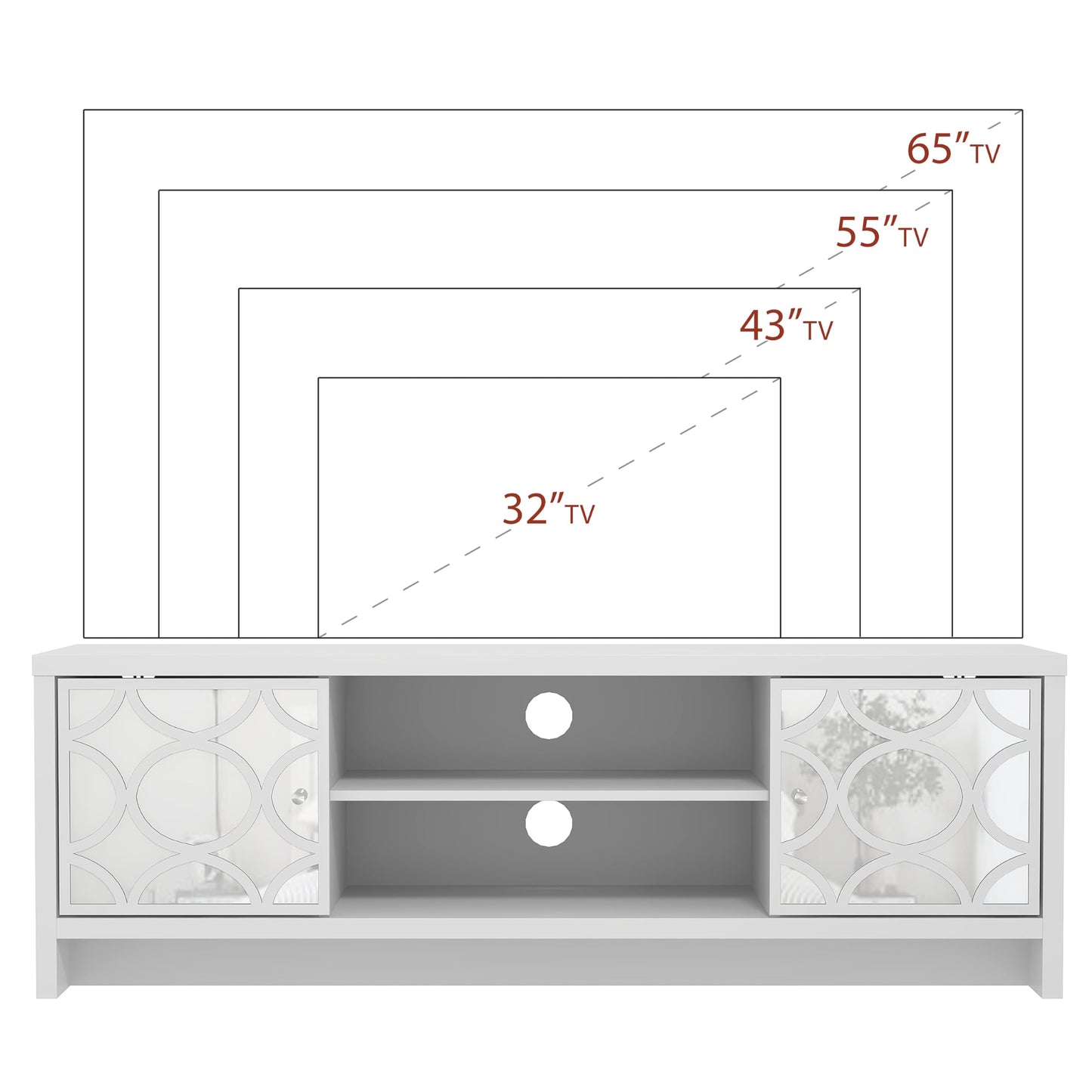 Galano Iris 2 Door TV Unit, Entertainment Centre for up to 60 inch TV, TV Stand Cabinet for Living Room, Large Storage (White) W140.0 x D39.8 x H46.8cm