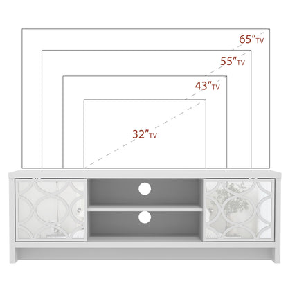 Galano Iris 2 Door TV Unit, Entertainment Centre for up to 60 inch TV, TV Stand Cabinet for Living Room, Large Storage (White) W140.0 x D39.8 x H46.8cm