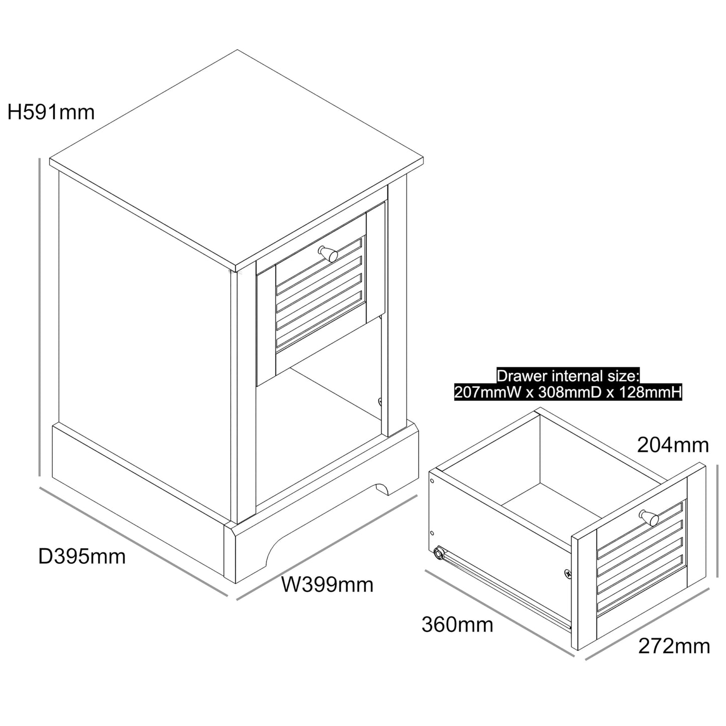 Galano Milan 1 Drawer Bedside Table - Stylish Side Table with Storage - Storage Cabinet for Hallway - Entryway or Bedroom (Pearl White Oak)