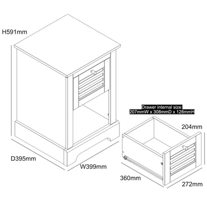 Galano Milan 1 Drawer Bedside Table - Stylish Side Table with Storage - Storage Cabinet for Hallway - Entryway or Bedroom (Pearl White Oak)