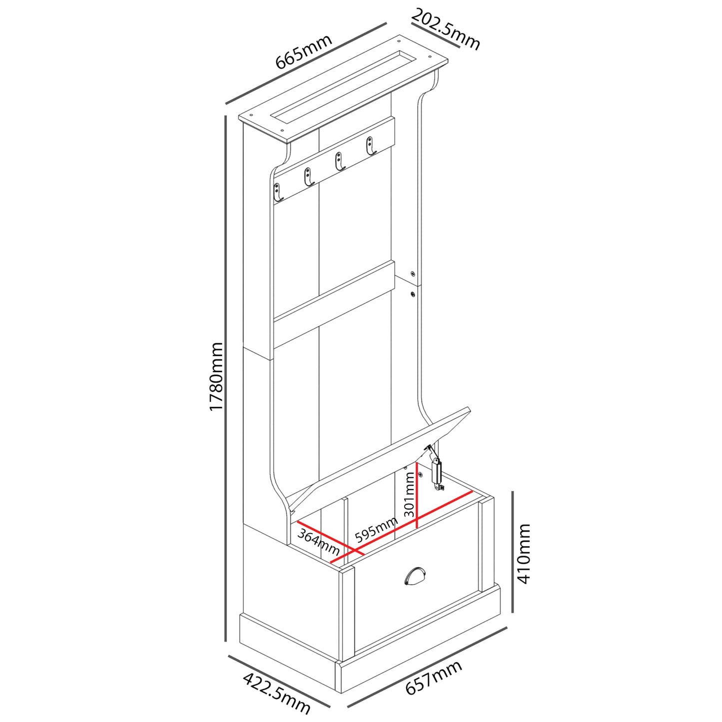 Galano Sufy Hallway Unit - Entryway Bench with Coat Rack - Storage Cabinet with Bench & Coat Rack (White)