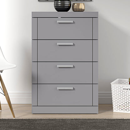 Galano Kimberley 4 Drawer Chest - Tall Drawer Chest with Storage for Bedroom - Chest of Drawers for Clothes - Storage Cabinet for Hallway, Entryway - Cool Grey