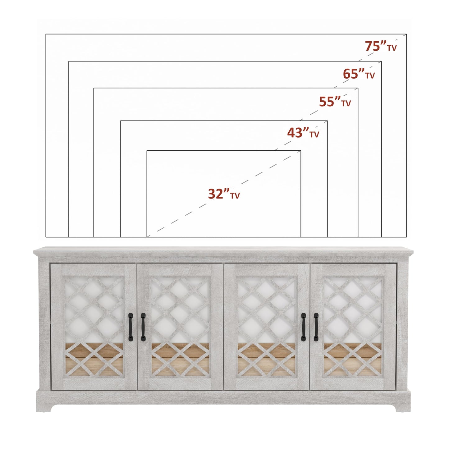 Galano Millicent 75 Inch TV Stands for Living Room with Storage, 17.1" D x 68.2" W x 29.3" H, Dusty Grey Oak