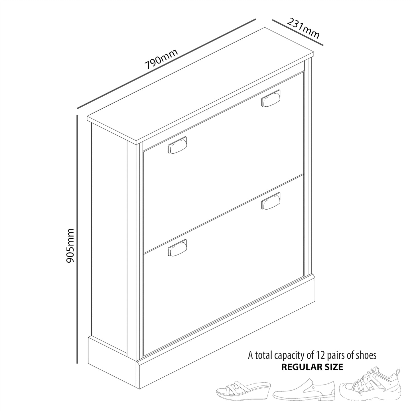 Galano Bristol Shoe Cabinet – 2 Door Storage Cabinet – Shoe Rack for Entryway - 22.2D x 79.2W x 90.6H centimetres - Foldable Doors - Knotty Oak (Knotty Oak)