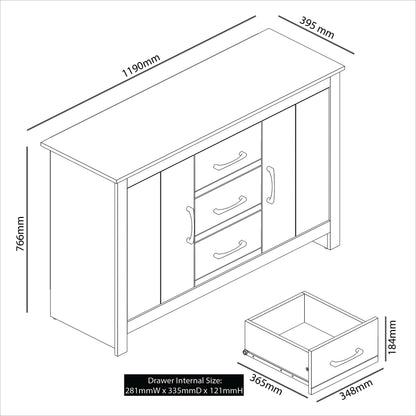 Galano Limestone 2 Door 3 Drawer Sideboard, Storage Cabinet and Organizers, Freestanding Cabinet for Living Room and Entryway (Dark Grey)