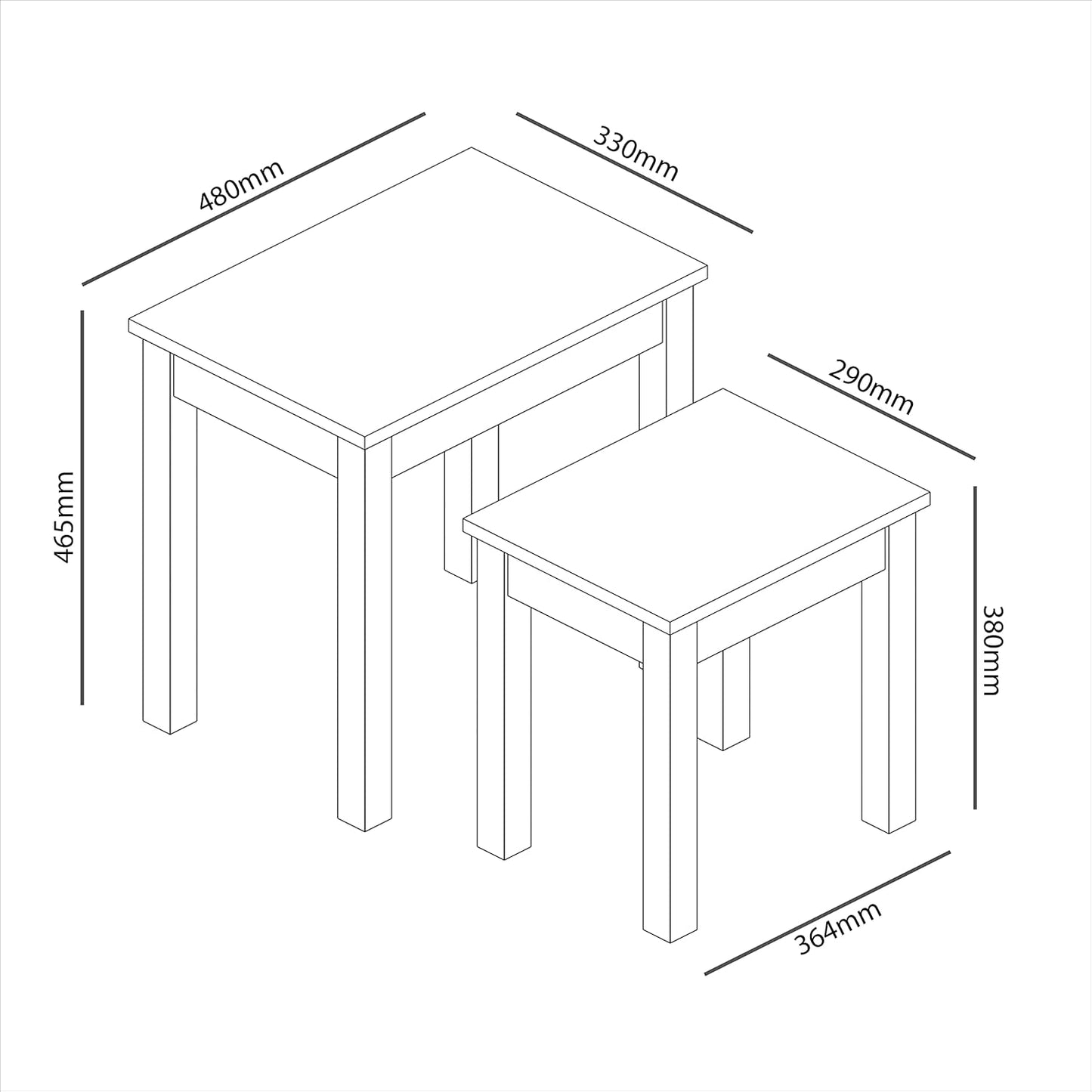 Galano Sufy Nest of 2 Tables Unit - Modern Sofa Side Table for Living Room - Small and Light Multilevel Coffee Table Set - ‎33 x 48 x 46.5 cm - Light Grey