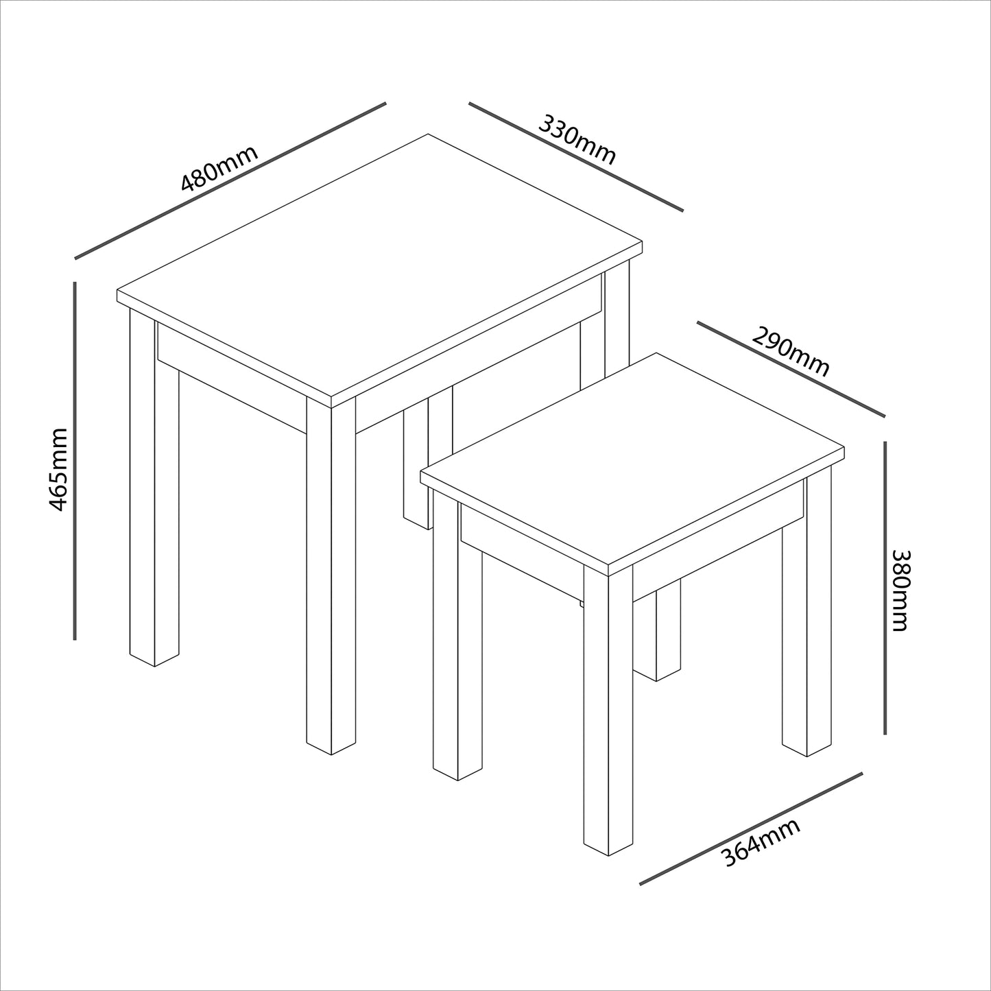 Galano Sufy Nest of 2 Tables Unit - Modern Sofa Side Table for Living Room - Small and Light Multilevel Coffee Table Set - ‎33 x 48 x 46.5 cm - Light Grey