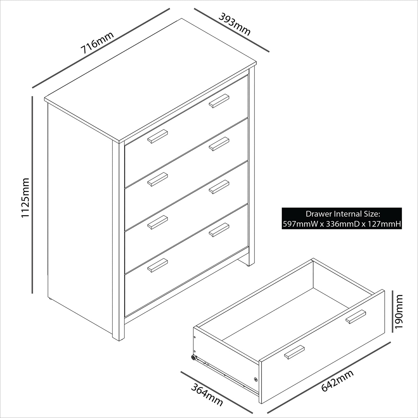 Galano Bonny 3 Door Wardrobe - Bedroom Furniture Unit with Hanging Rail Storage and Drawer, Wardrobe Storage Organizer (Oak)