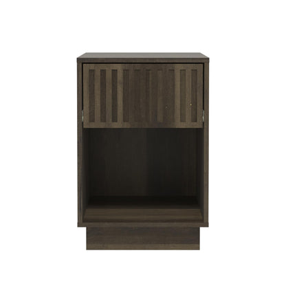 Galano Ryuki 1 Drawer Side Table with Shelf - Storage Cabinet for Hallway - Entryway - Foyer - Living Room - Bedroom - Space Saving (Riviera Eichi)